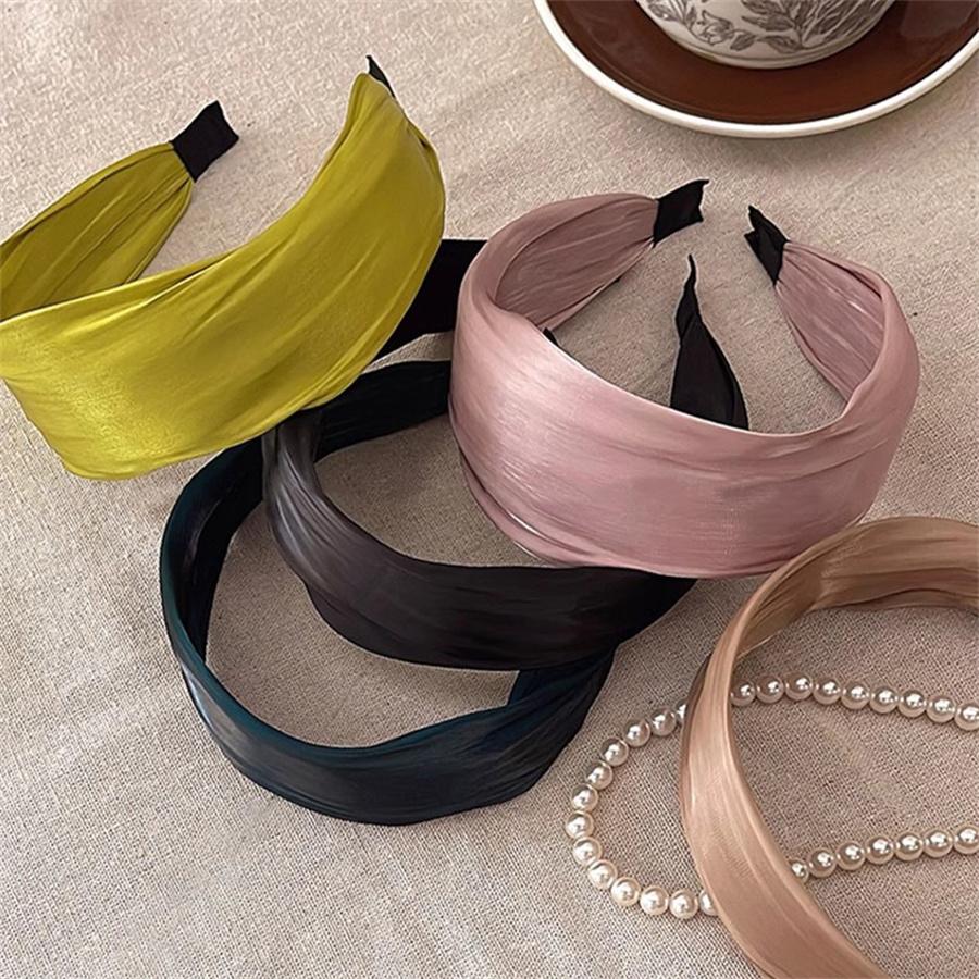 New Korean Retro Exquisite Wide-edged Headband for Women's Satin High-end Temperament Headband Versatile Face Washing Headband
