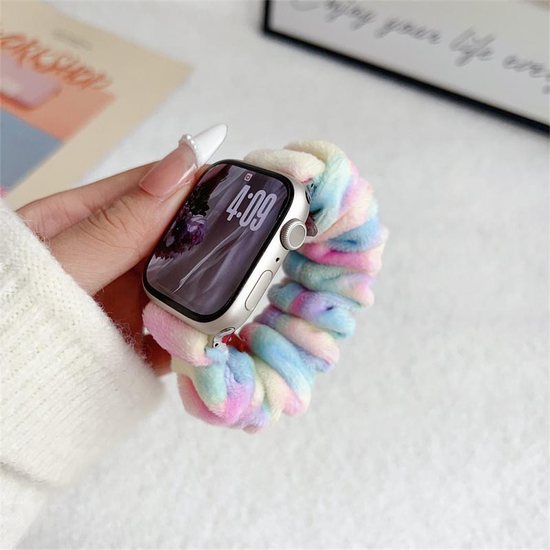 Y2k Korea Plyšový Pásek s Postupnou Změnou Barev Pro Apple Watch 42mm 46mm 49mm 45 44 41 Řemínek Pro Iwatch Řady 10 9 8 SE 7 6
