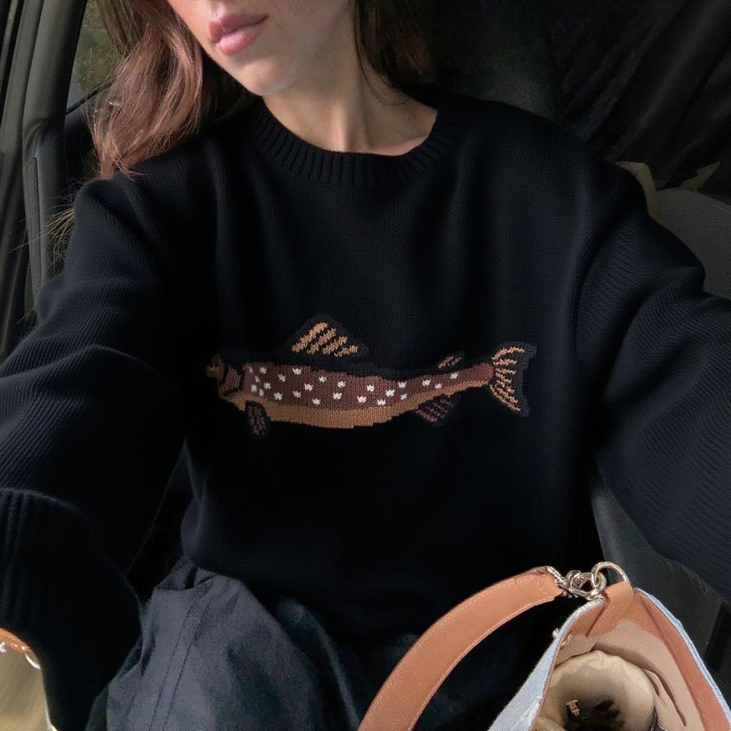 European & American Spring 2026 Retro Loose Knit Round Neck Hoodie Sweater