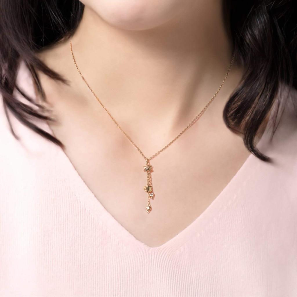 Kirby Twinkle Star Necklace Silver Yellow Gold Coating U-TREASURE Women's NKD-200-SYP
