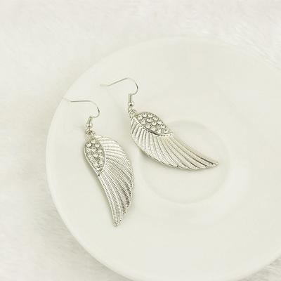 Delicate Unique Rhinestone Fashion Crystal Jewelry Women Drop Elegant Angel Wings Dangle Earrings