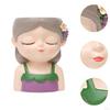 Cartoon Girl Planter Decorative Plant Pot Home Decoration Desktop Flowerpot Small Resin Flower