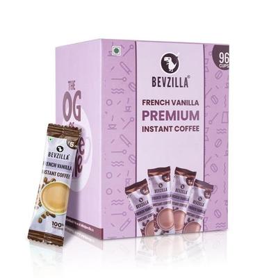 Bevzilla 96 Bustine di Caffè Istantaneo in Polvere (Vaniglia alla Francese) - 192 Grammi |Caffè Arabica|Facile da Trasportare