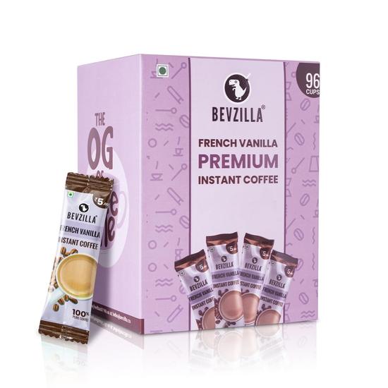 

Bevzilla 96 Instant Coffee Powder Sachets (French Vanilla) - 192 Grams |Arabica Coffee|Easy To Carry