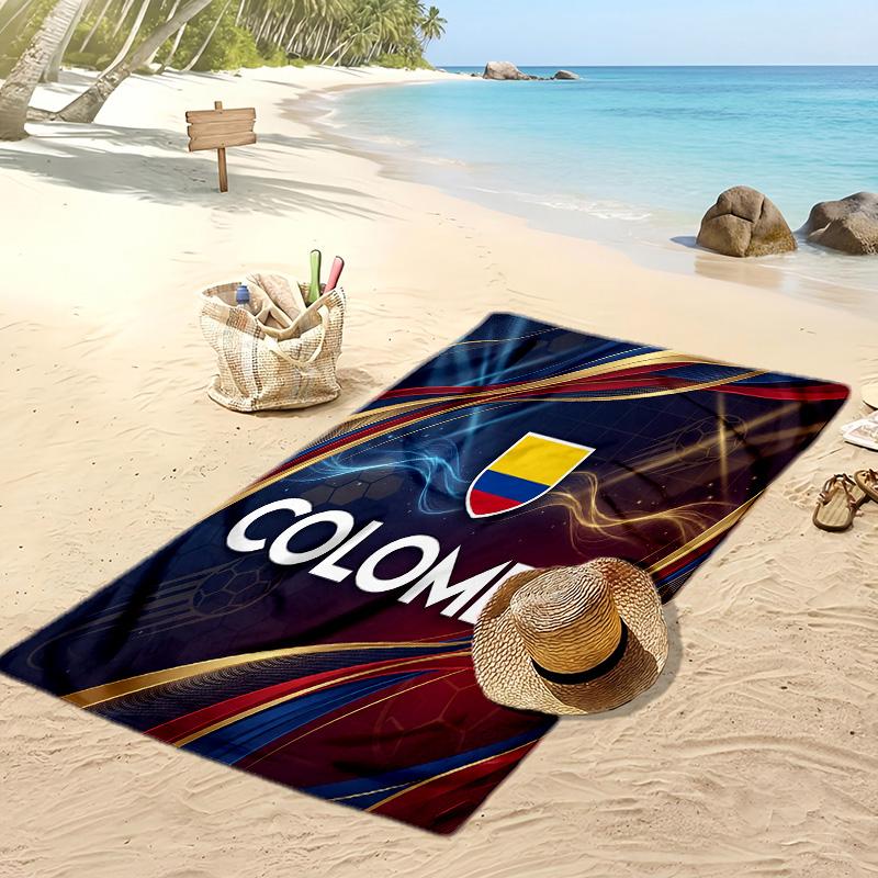 Colombia Football Print Beach Towel Quick Dry Super Absorbent Soft Bath Towel for Swimming Beach Travel Fan Souvenir Gift