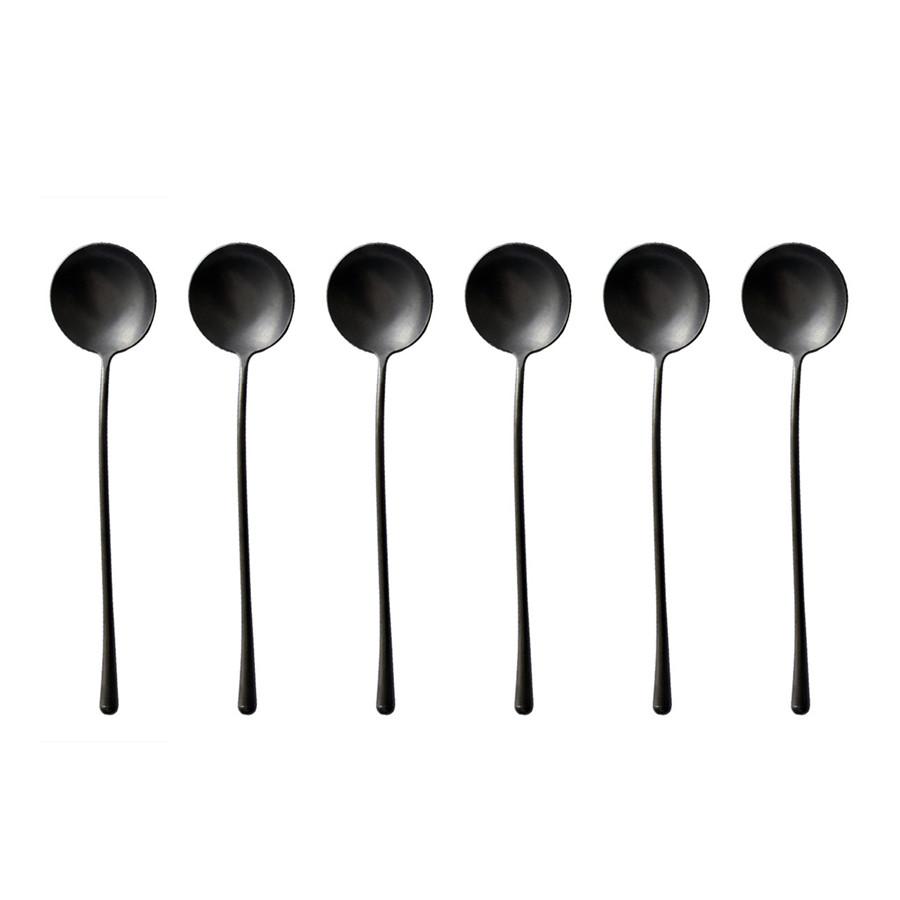 304 Edelstahl Retro Löffel Set, Alter Stil, Esslöffel, Hauptlöffel, Suppe trinken, Essen, 6 Stück