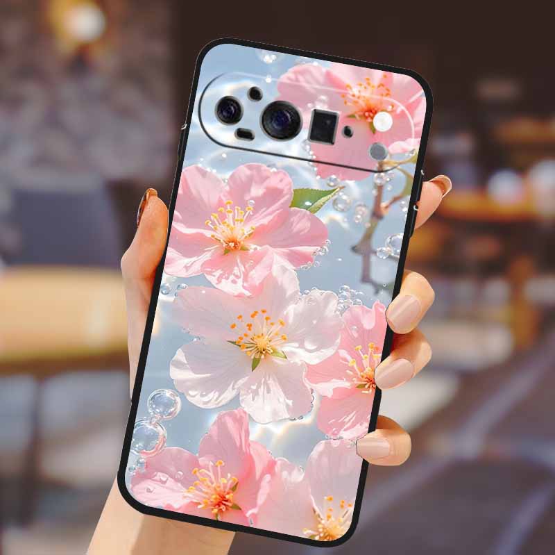 For Google Pixel 10 Pro XL Cover Silicone TPU Phone Case for Pixel10 Pro XL Flowers Gift Para Black Back Soft Protective Capas