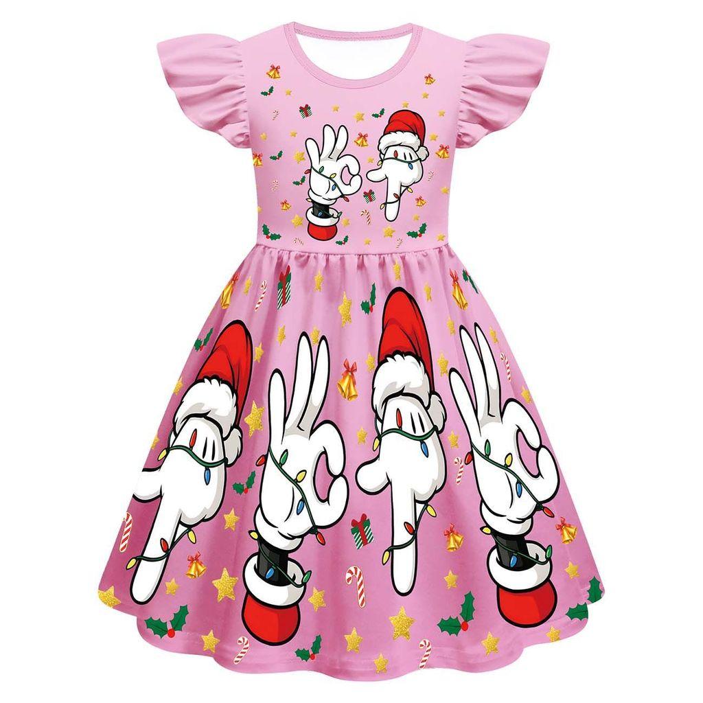 

82832 Детское Рождественское Платье Принцессы без рукавов с оборками и принтом 67 Шесть Семь 160cm