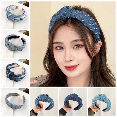 Denim Stoff Cowboy Stirnband Koreanischer Stil Kopfschmuck Denim Geknotetes Stirnband Haar Accessoires Kopfbedeckung Cowboy Haarreifen Party