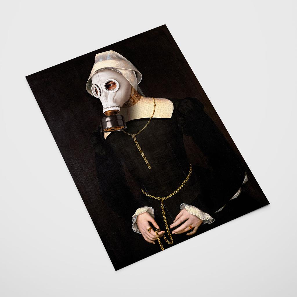 Plakat portret maska gazowa