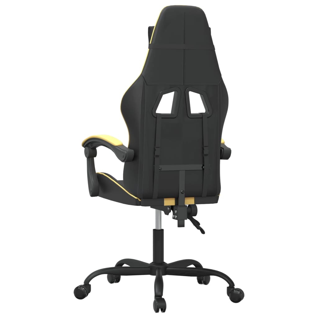 Gaming Chair In Black and Gold Synthetic Leather