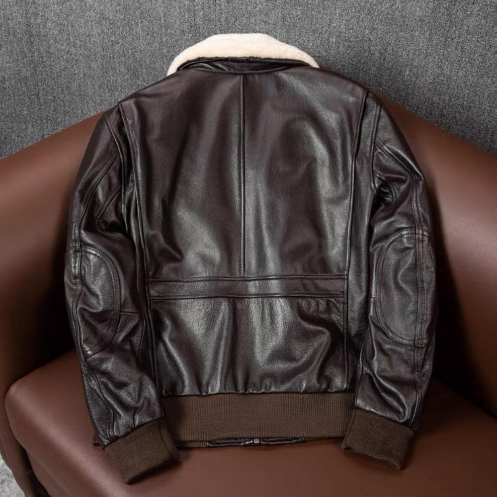 Jachetă din piele de vacă pură de prim strat Jachetă de pilot din piele pentru bărbați cu bumbac Salopetă de zbor de mărime mare Jachetă scurtă
