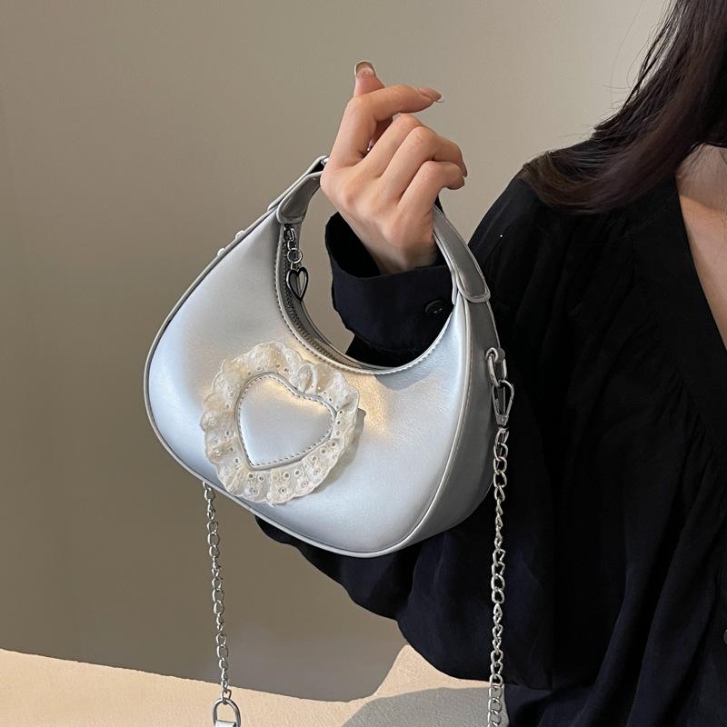 This Year, the Popular Small Bag 2025 New Korean Version of Fashion Lace Love Handbag Women Messenger Dumpling Bag Tide