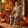 Scheletro Umano a Grandezza Naturale per Decorazione di Halloween, Osso Completo del Corpo da 3 Piedi, Realistico Posizionabile in Piedi Atmosfera Horror con Articolazioni Mobili Giardino,