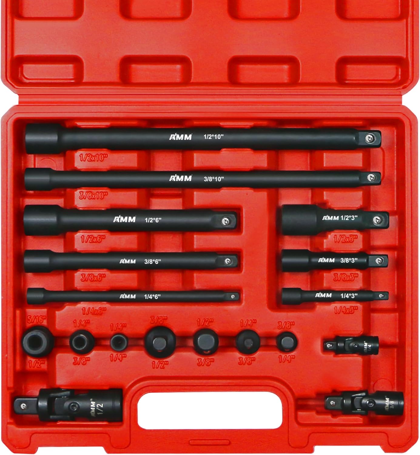 

Impact Socket Set, 1/4 , 3/8 , 1/2 Drive, 18-Piece with Extension, Universal Joint, Cr-V Steel for Drill & Impact Driver