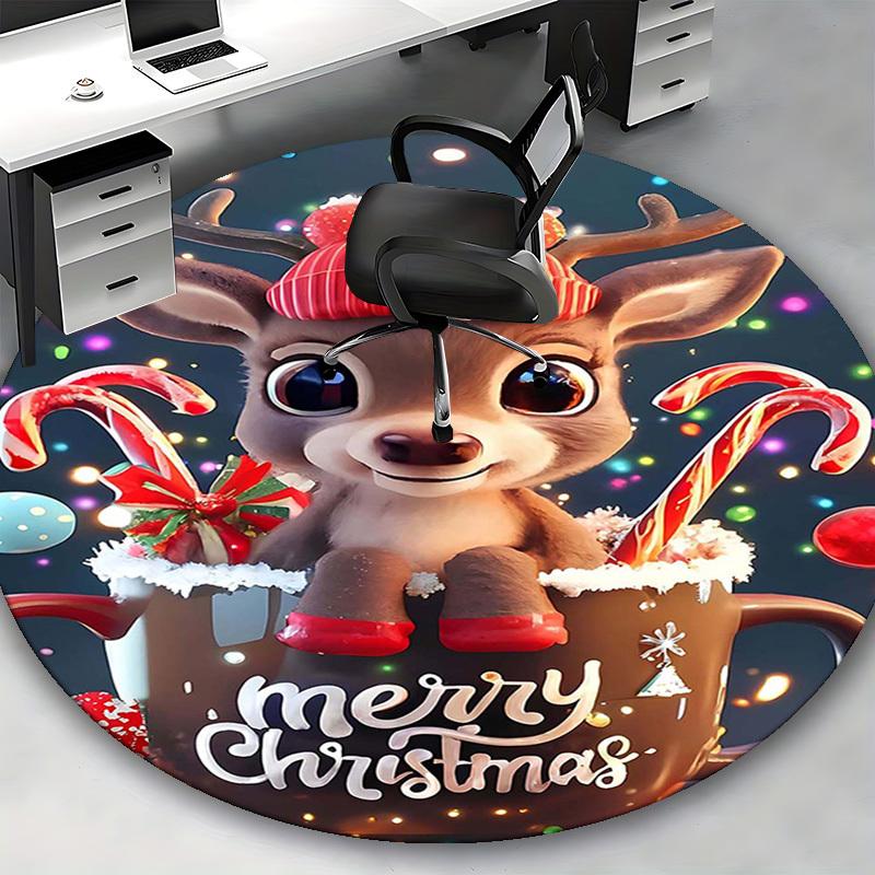 1pc Christmas Deer Chair Mat - Anime Cartoon Design, Non-Slip Carpet for Office Chairs, Home Decor, Living Room, Bedroom, Game Room & Dormitory.Z015
