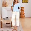 Women's Casual Loungewear Set with Printed Short Sleeve Round Neck T-Shirt and Loose Fit Pants