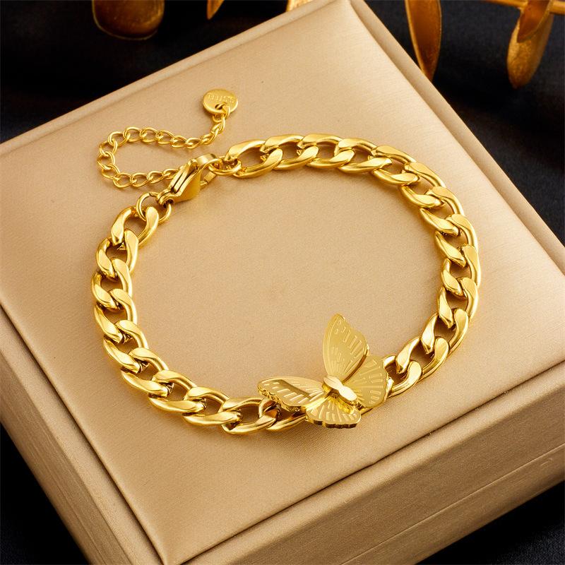 Gold Plated Stainless Steel Byzantine Link Chain Bracelet