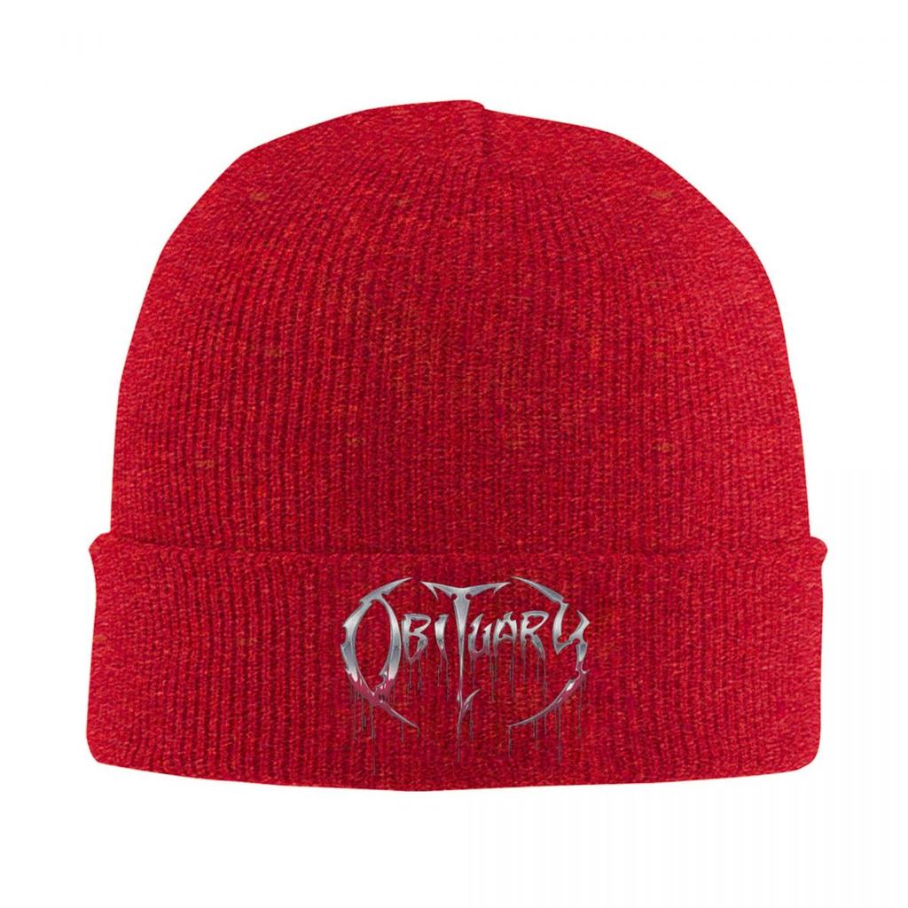 Obituary Band Logo Death Metal Trucker Warm Knitted Cap Hip Hop Bonnet Hat Autumn Winter Outdoor Beanies Hats for Unisex Adult