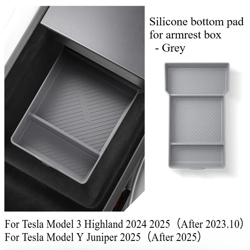 For Tesla Model 3 Y Juniper Highland 2025 Center Console Armrest Storage Box Stowing Tidying Lower Bottom Mat Organizer Tray Pad