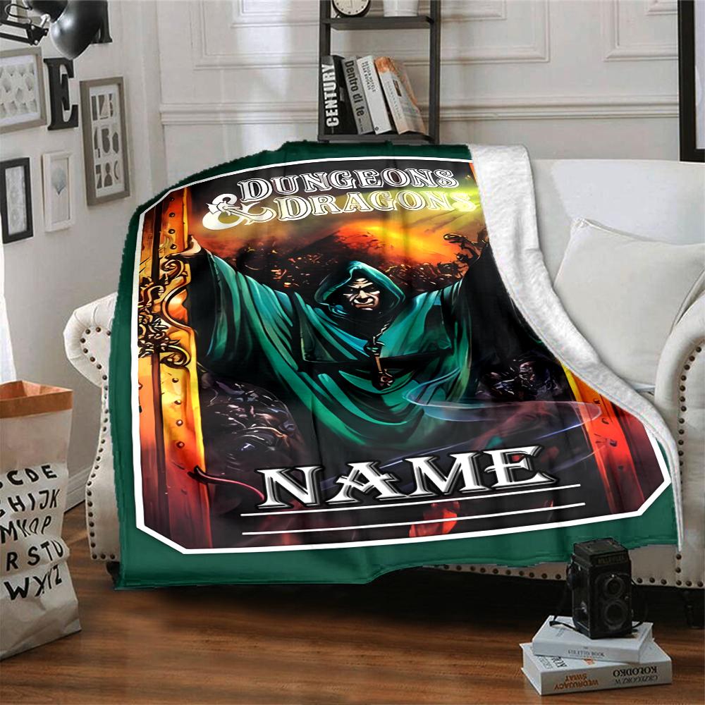 Customiz Name Personality Dungeons & Dragons (4) Blanket Soft &Warm Sofa Office Bed Travel Lunch Break Blanket, Gift Suitable for All Seasons