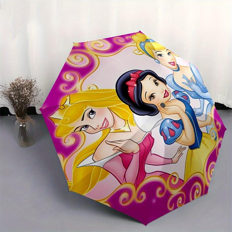 Disney Princess Aurora,Snow White,Cinderella Manual Opening and Closing Umbrella, 43-Rib Reinforced Folding Design, Lightweight