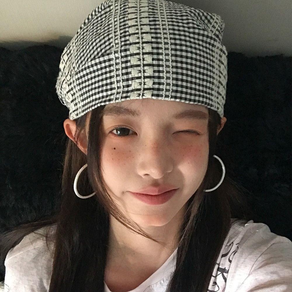 Plaid Headscarf Hat American Beanie Hats Fashion Strappy Bandana Cap  Unisex