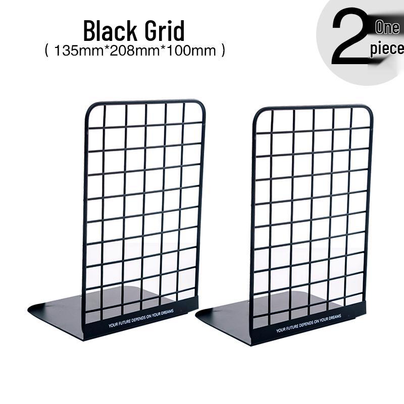 Minimalist Iron Bookends Set - 4-Piece Desktop Book Holder for Students