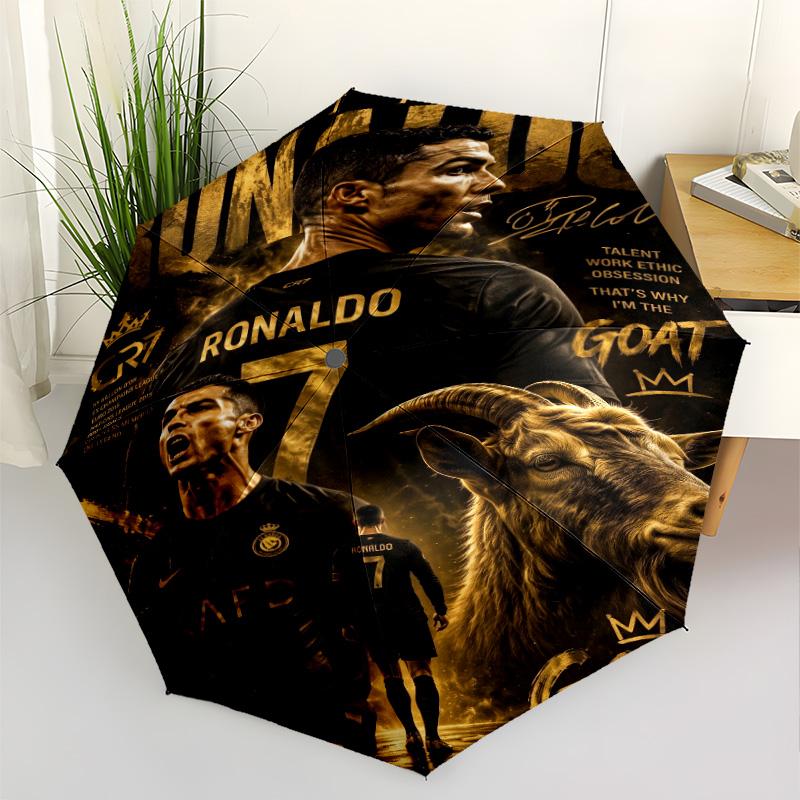 Ronaldo's Portugal Jersey Automatic Umbrella Compact 8-Rib Lightweight Foldable Design All-Season Umbrella for Travel Fashionable Accessory