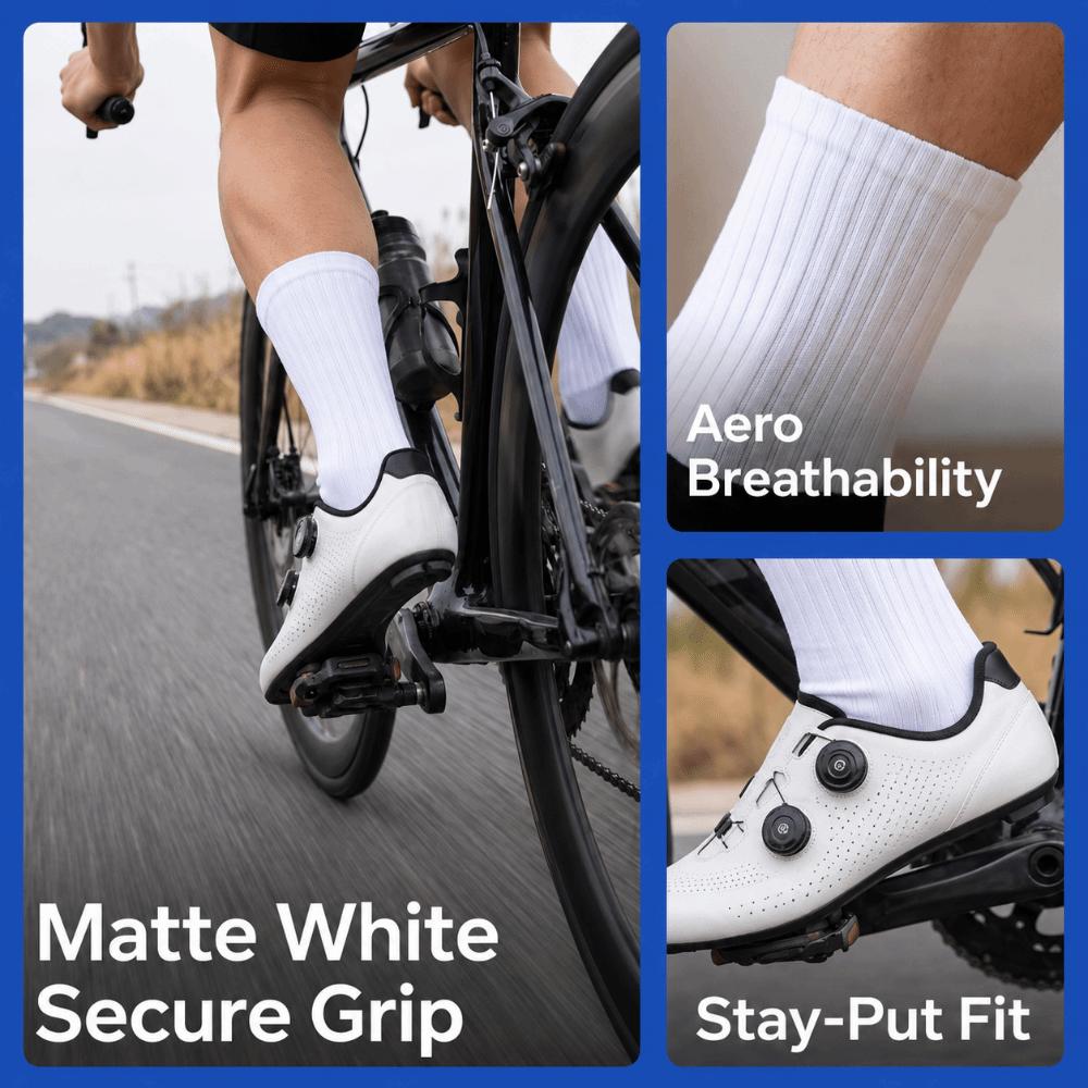 with Anti-Slip Silicone Athletic Crew Socks Lightweight Sports Socks Cycling Socks  For Cycling Black&White
