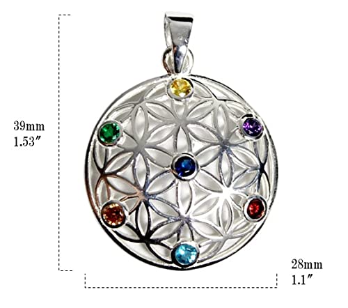 Flower of Life Divine Geometry Flower of Life Zirconia Pendant Pendant Top Silver 925