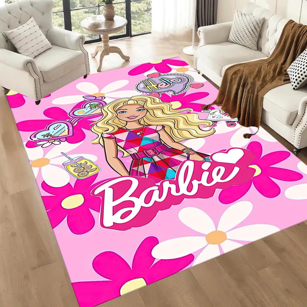 Barbie Glittery Pink World Square rugs are a great choice for living rooms, bedrooms, home décor, and as gifts.