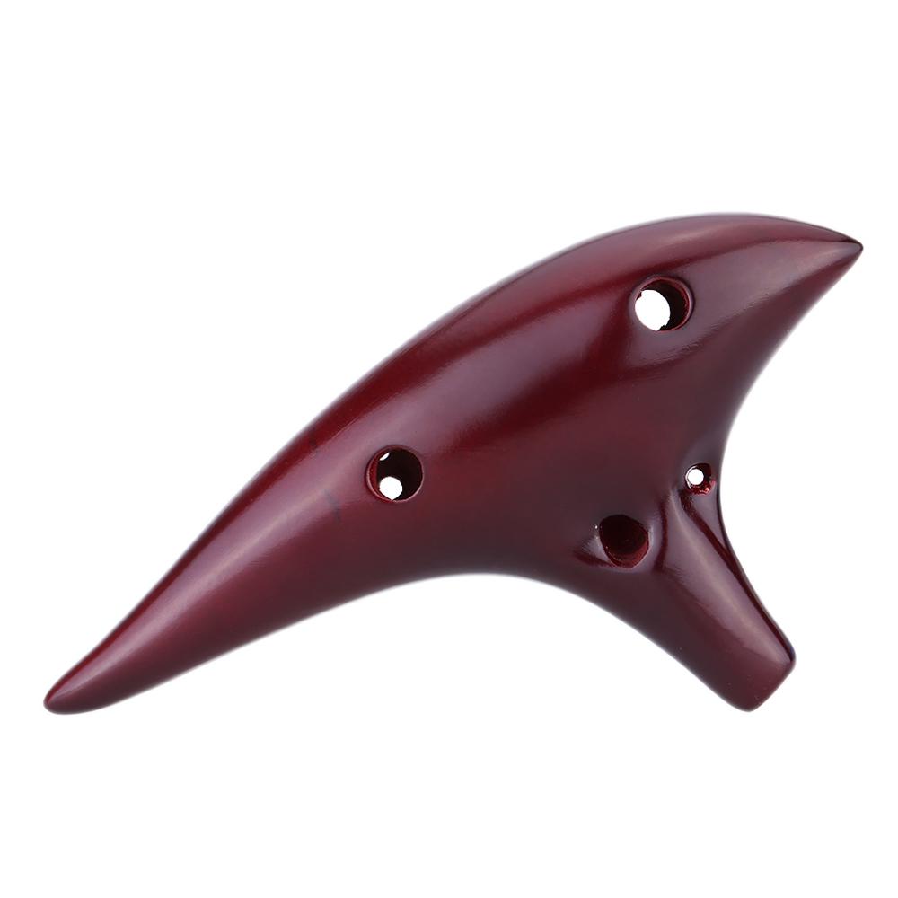 12 Holes Ceramic Ocarina Flute Alto C Smoked Burn Submarine Style Musical Instrument with Music Score for Music Lover