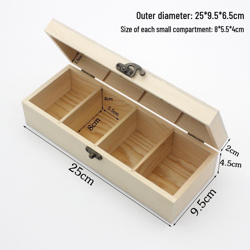 Деревянная подарочная коробка для чая с несколькими отделениями для хранения (четыре отделения).