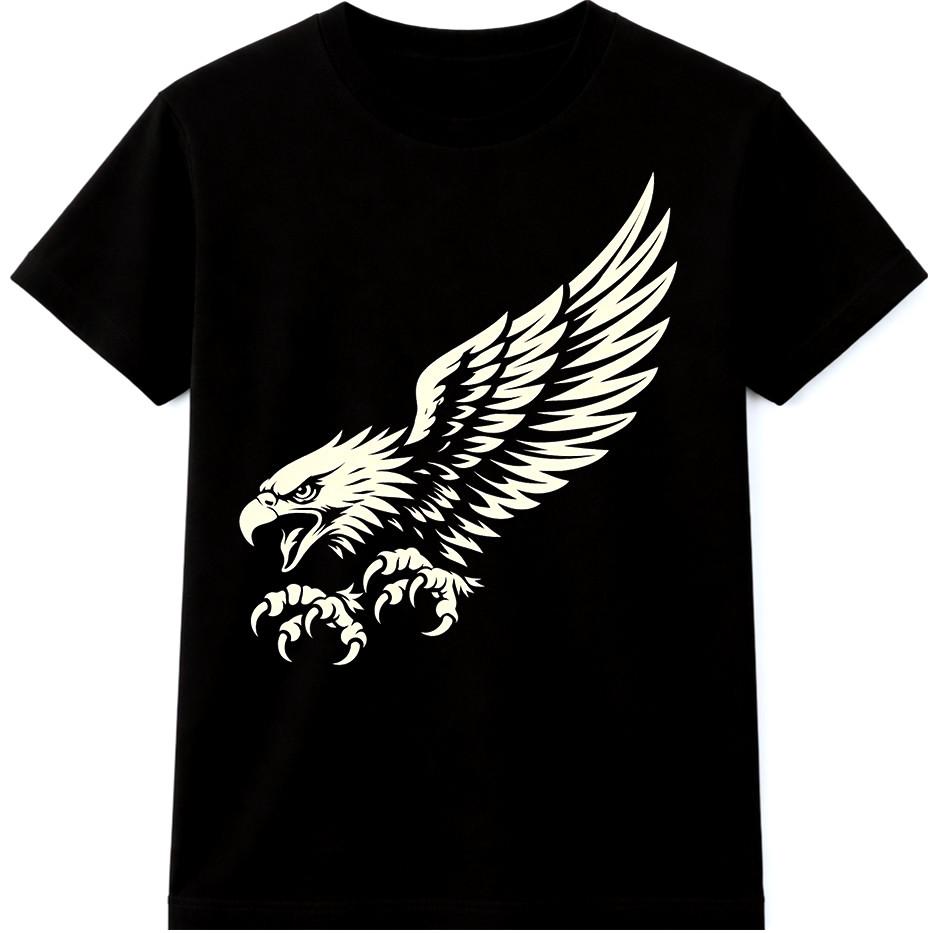 Eagle T Shirt Flying Eagle Graphic Bird Tattoo Style Biker Rock Tee L
