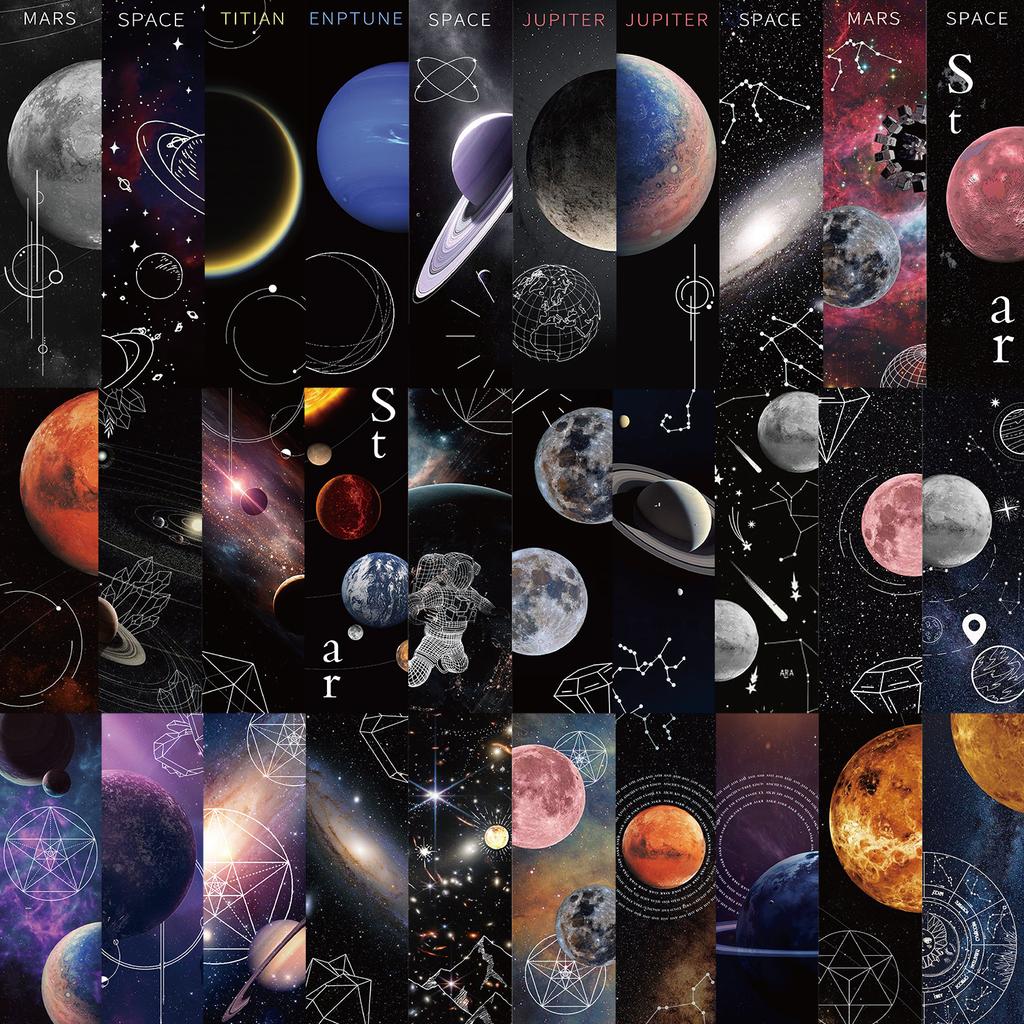 30 Dark Space Series Simple Hand Notes Literary Creative Materials Ins Reading Paper Bookmarks DIY Decoration