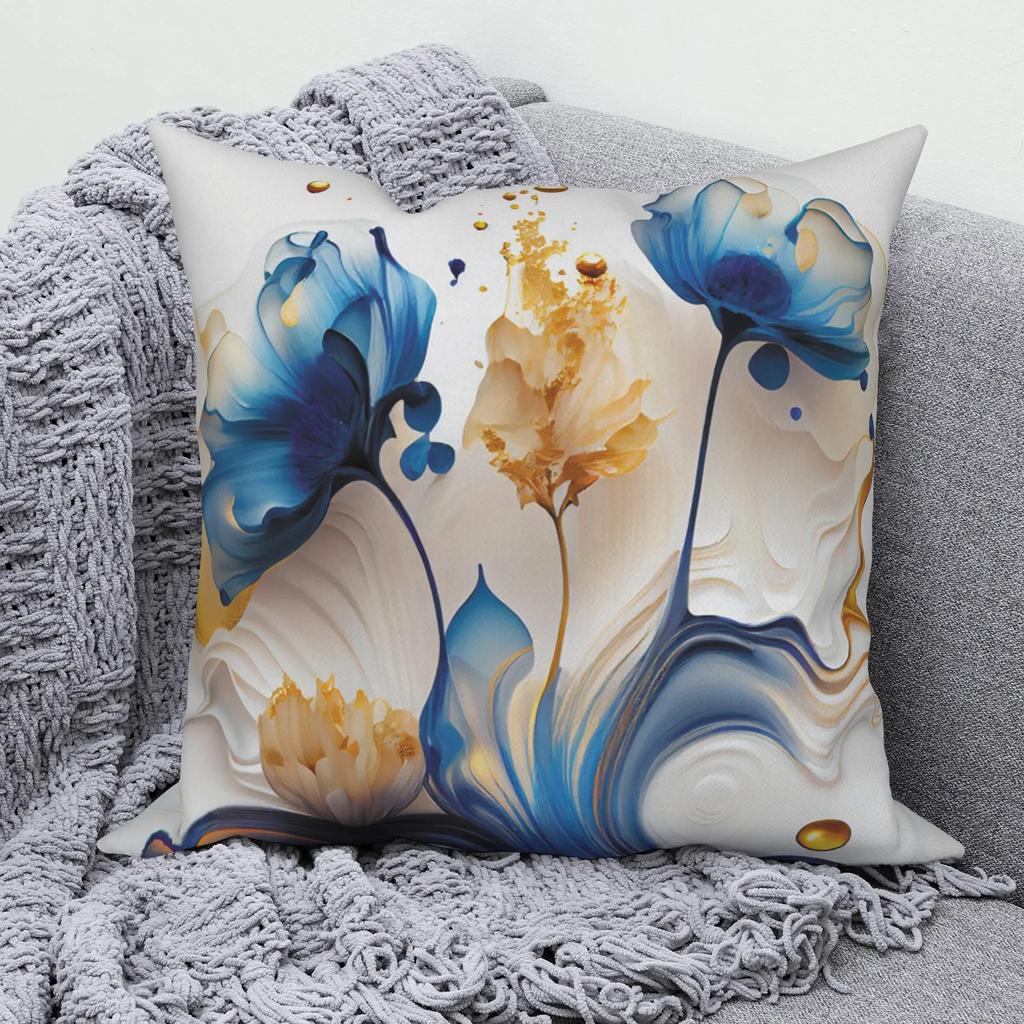 Tropical Flower Pattern Throw Pillow Cover With Short Plush Print For Living Room Sofa Decoration Cushion Cover Pillow Covers