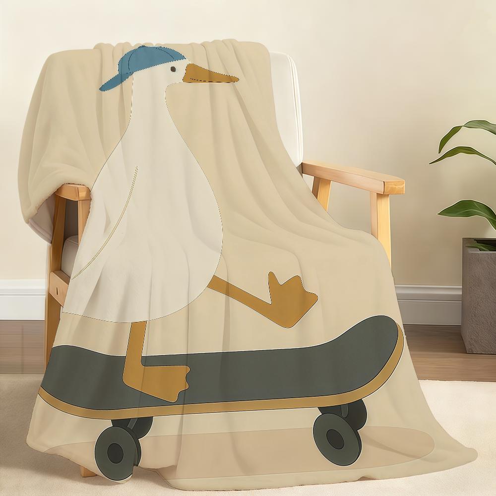 Funny Animals Duck Goose Skateboard Blanket For Soft Throw Blanket for Picnic Bed Sofa Home Bedroom Cozy Warm Comfortable