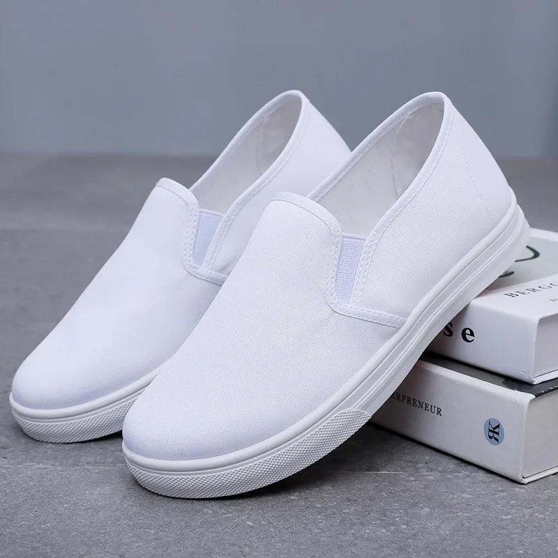 Fashion 2025Women Fashion Plus Size Anti Skid Black Canvas Shoes Student School Spring & Summer White Slip On Shoes Zapatos De Mujer