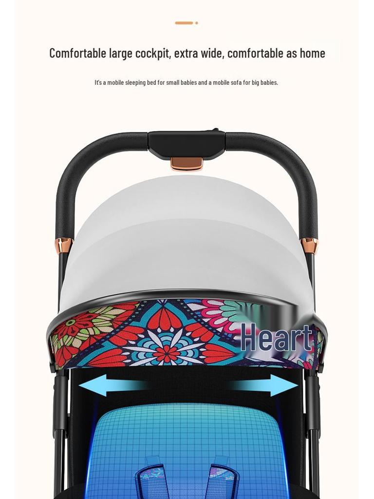 Lightweight Baby Stroller: Sit and Lie, One-Key Fold, Four-Wheel Shock Absorption, Outdoor Umbrella Car.