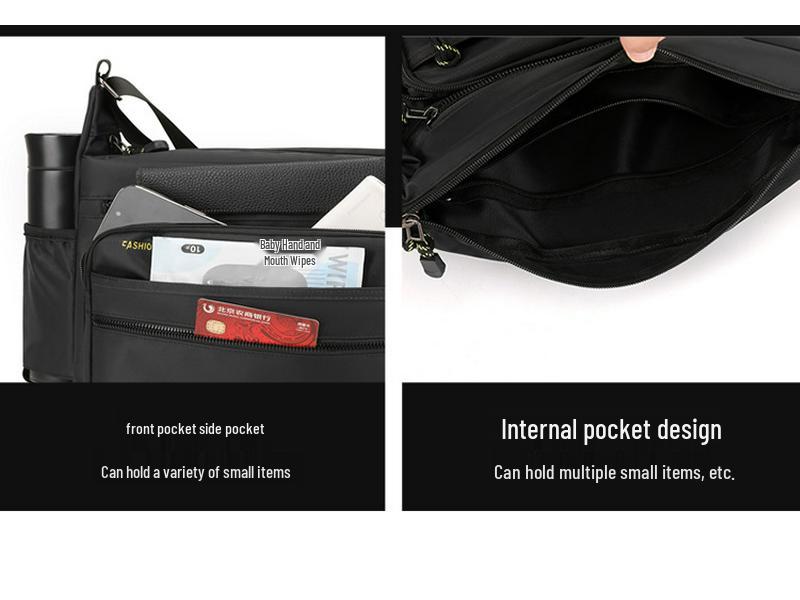 Korean Style Men's Oxford Cloth Shoulder Bag - Large Capacity, Five-Layer Zipper, Crossbody Backpack