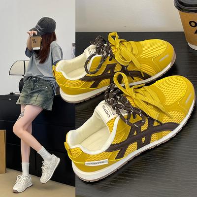 Retro Mesh Fashion Color Matching Dad Shoes Women's Autumn New Student Versatile Inner Height Increase Casual Forrest Gump Shoes