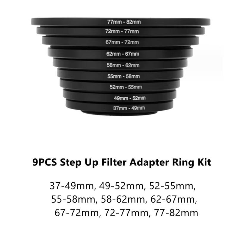 Camera Lens Filter Adapter Ring Set 37-82mm 82-37mm Step Up Down Rings For Canon Nikon Sony Fujifilm Dslr