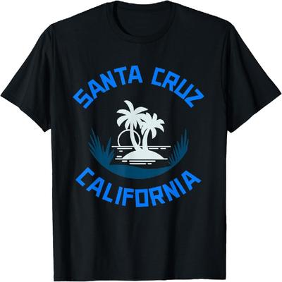 Santa Cruz Californië Vintage Palmboom Zonsondergang T-shirt