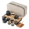 Japanese-style black pottery side handle pot tea set, household high-end ceramic tea set, teapot, teacup, tea tray, complete set of gift boxes