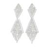 Elegant Geometric Leaf Tassel Earrings With Full Rhinestone Accents Plated Copper Studs Women