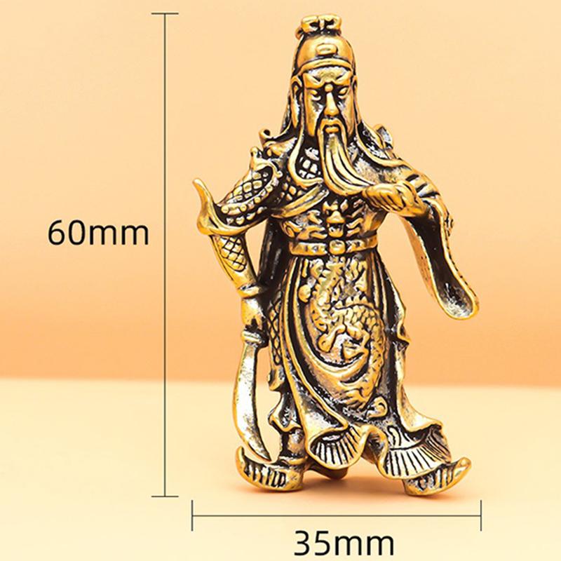 Vintage mosazný nůž Figurky Guan Gong Miniatury Stolní ozdoby Malá soška Dekorace domu Řemesla Dárek