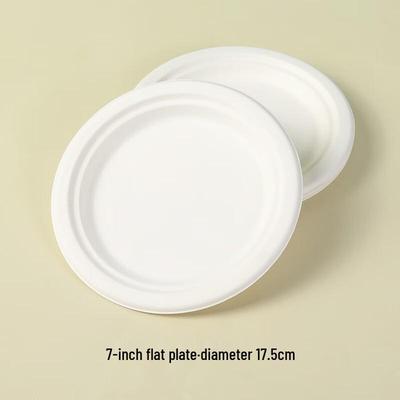 MOLUONA 7-inch Round Sugarcane Pulp Disposable Plates