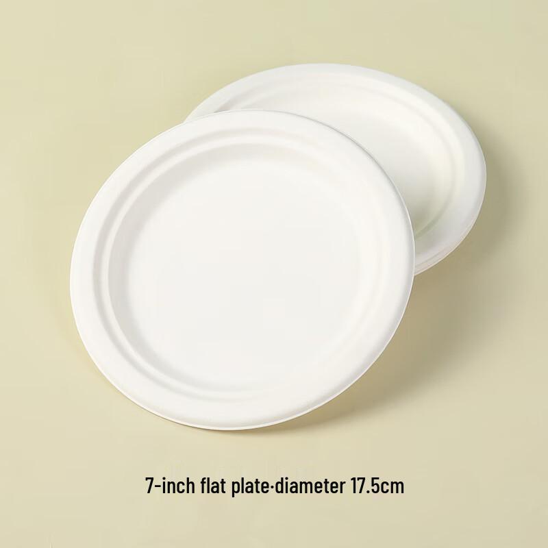 MOLUONA 7-inch Round Sugarcane Pulp Disposable Plates
