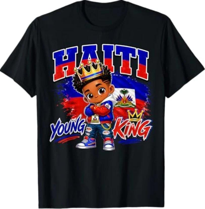 Haiti Young King Haiti Flag Melanin Dabbing Black T-Shirt M